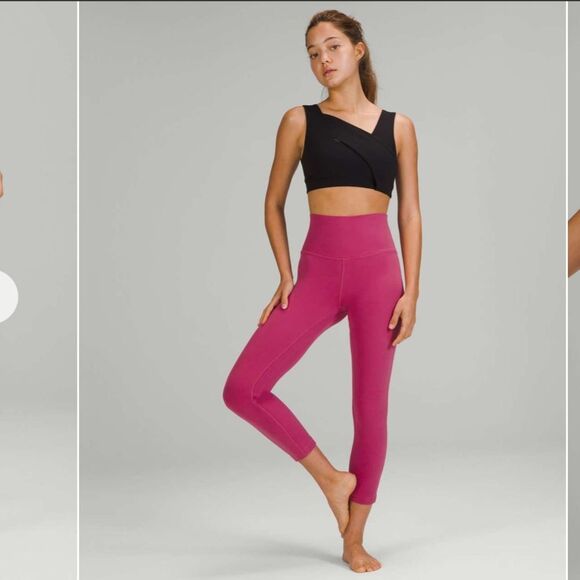 Lululemon Women’s 4 High Rise Align‎ Crop Leggings Pink Lychee Soft Yoga Lounge - Picture 9 of 10